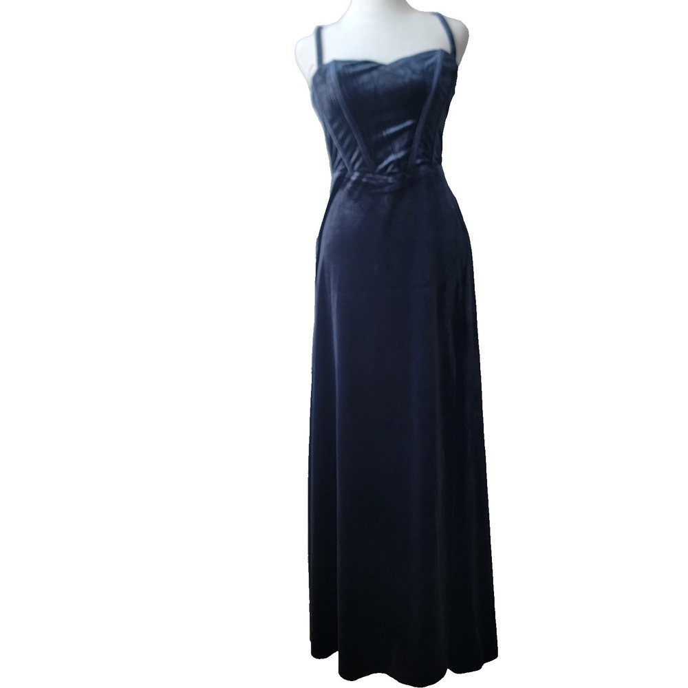lulus womens side slit‎ velvet maxi dress size M Sweetheart Neck Lace-Up Back